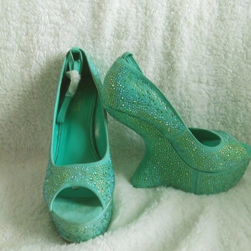 Sparkling Teal Heels